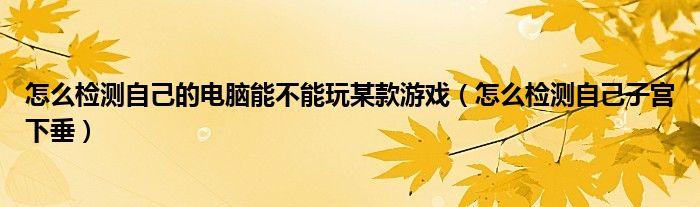 怎么检测自己的电脑能不能玩某款游戏（怎么检测自己子宫下垂）