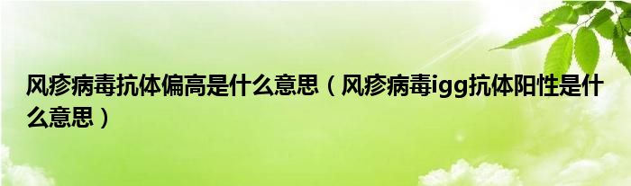 风疹病毒抗体偏高是什么意思（风疹病毒igg抗体阳性是什么意思）