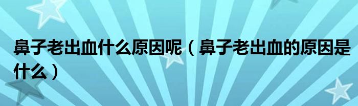 鼻子老出血什么原因呢（鼻子老出血的原因是什么）