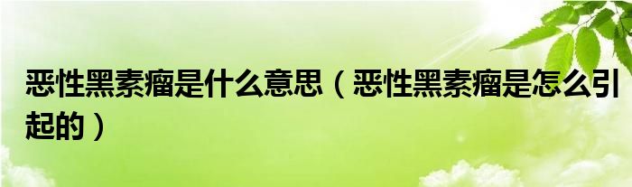 恶性黑素瘤是什么意思（恶性黑素瘤是怎么引起的）