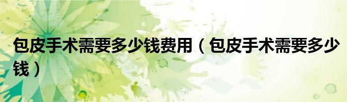 包皮手术需要多少钱费用（包皮手术需要多少钱）