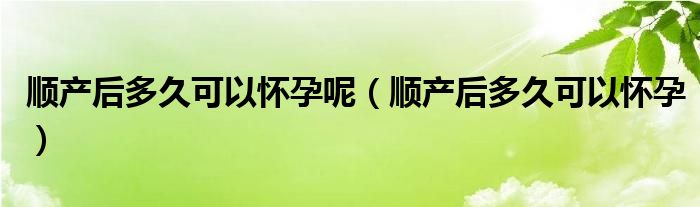 顺产后多久可以怀孕呢（顺产后多久可以怀孕）