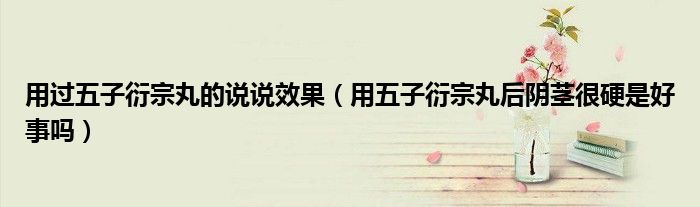 用过五子衍宗丸的说说效果（用五子衍宗丸后阴茎很硬是好事吗）