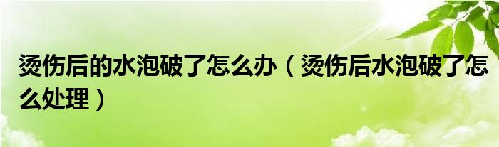 烫伤后的水泡破了怎么办（烫伤后水泡破了怎么处理）