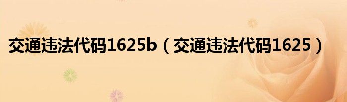 交通违法代码1625b（交通违法代码1625）