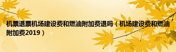 机票退票机场建设费和燃油附加费退吗（机场建设费和燃油附加费2019）