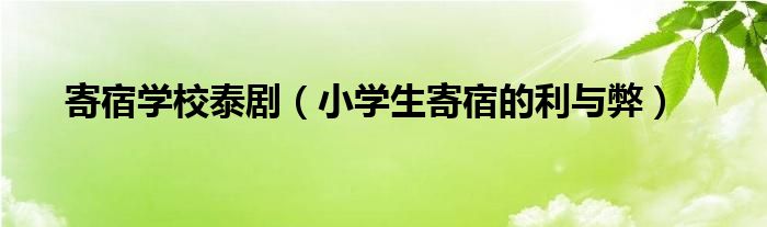 寄宿学校泰剧（小学生寄宿的利与弊）