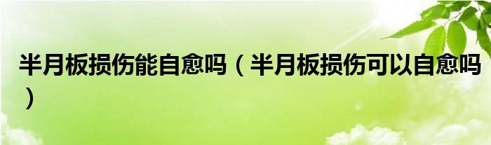 半月板损伤能自愈吗（半月板损伤可以自愈吗）