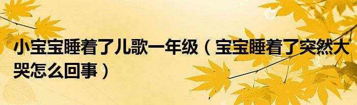 小宝宝睡着了儿歌一年级（宝宝睡着了突然大哭怎么回事）