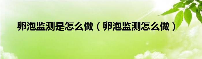 卵泡监测是怎么做（卵泡监测怎么做）
