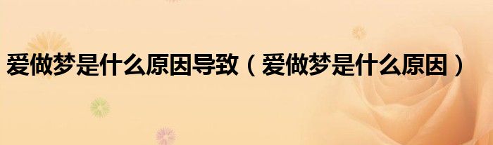 爱做梦是什么原因导致（爱做梦是什么原因）