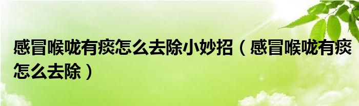 感冒喉咙有痰怎么去除小妙招（感冒喉咙有痰怎么去除）