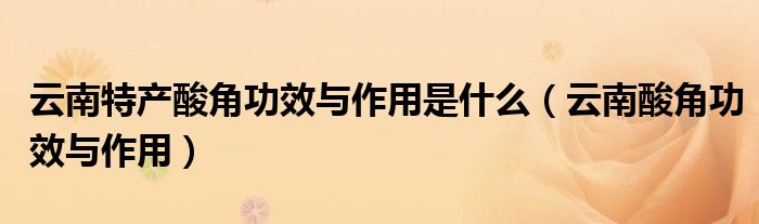 云南特产酸角功效与作用是什么（云南酸角功效与作用）