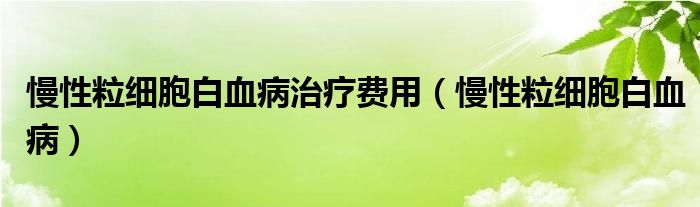 慢性粒细胞白血病治疗费用（慢性粒细胞白血病）