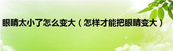 眼睛太小了怎么变大（怎样才能把眼睛变大）