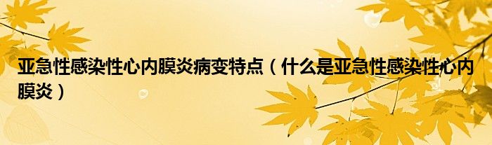 亚急性感染性心内膜炎病变特点（什么是亚急性感染性心内膜炎）