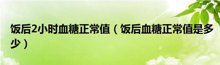 饭后2小时血糖正常值（饭后血糖正常值是多少）