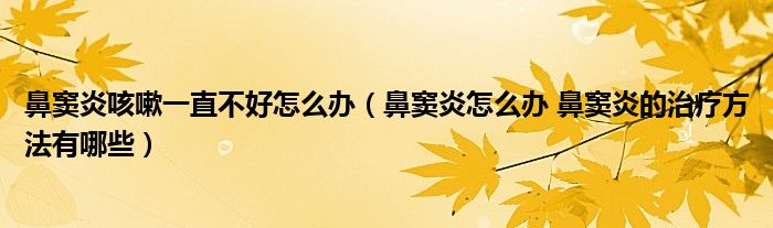 鼻窦炎咳嗽一直不好怎么办（鼻窦炎怎么办 鼻窦炎的治疗方法有哪些）