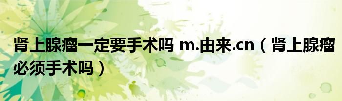 肾上腺瘤一定要手术吗 m.由来.cn（肾上腺瘤必须手术吗）