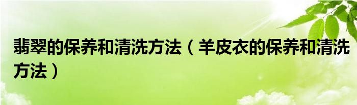 翡翠的保养和清洗方法（羊皮衣的保养和清洗方法）