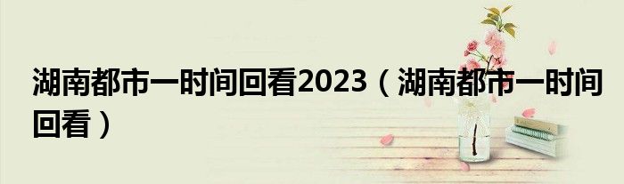 湖南都市一时间回看2023（湖南都市一时间回看）