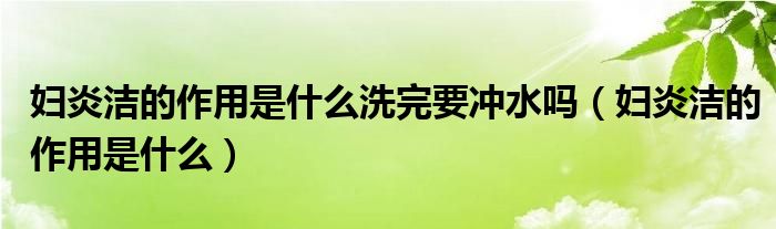 妇炎洁的作用是什么洗完要冲水吗（妇炎洁的作用是什么）