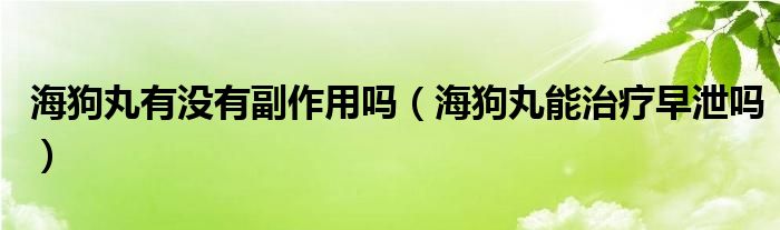 海狗丸有没有副作用吗（海狗丸能治疗早泄吗）