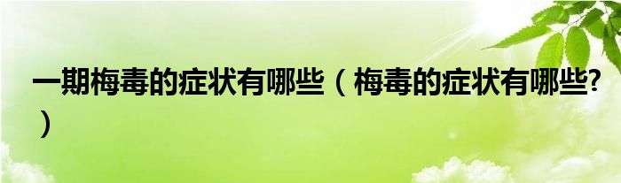 一期梅毒的症状有哪些（梅毒的症状有哪些?）