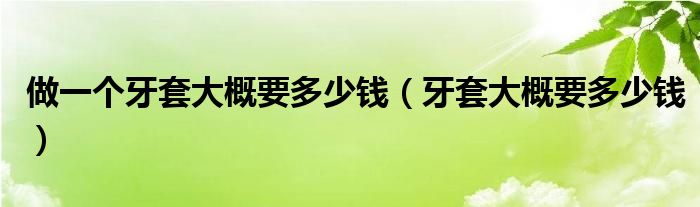 做一个牙套大概要多少钱（牙套大概要多少钱）