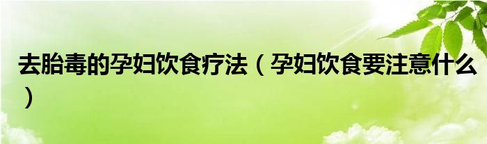 去胎毒的孕妇饮食疗法（孕妇饮食要注意什么）