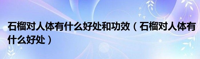 石榴对人体有什么好处和功效（石榴对人体有什么好处）