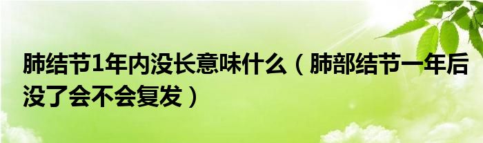 肺结节1年内没长意味什么（肺部结节一年后没了会不会复发）