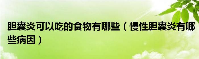 胆囊炎可以吃的食物有哪些（慢性胆囊炎有哪些病因）