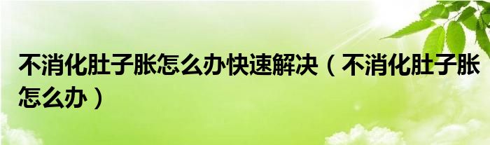 不消化肚子胀怎么办快速解决（不消化肚子胀怎么办）