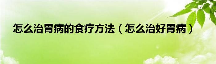 怎么治胃病的食疗方法（怎么治好胃病）