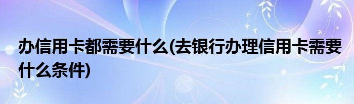 办信用卡都需要什么(去银行办理信用卡需要什么条件)