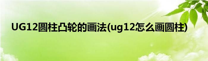 UG12圆柱凸轮的画法(ug12怎么画圆柱)