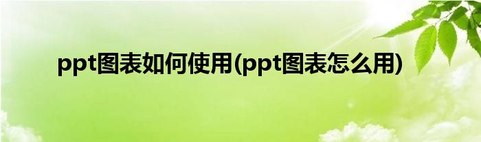 ppt图表如何使用(ppt图表怎么用)