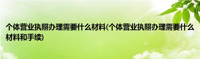 个体营业执照办理需要什么材料(个体营业执照办理需要什么材料和手续)