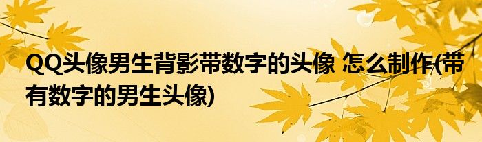 QQ头像男生背影带数字的头像 怎么制作(带有数字的男生头像)