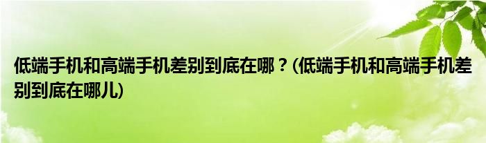 低端手机和高端手机差别到底在哪？(低端手机和高端手机差别到底在哪儿)