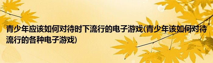 青少年应该如何对待时下流行的电子游戏(青少年该如何对待流行的各种电子游戏)