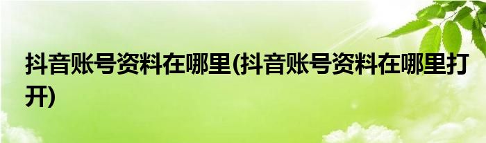 抖音账号资料在哪里(抖音账号资料在哪里打开)