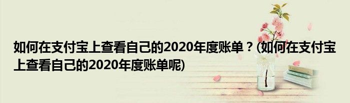 如何在支付宝上查看自己的2020年度账单？(如何在支付宝上查看自己的2020年度账单呢)