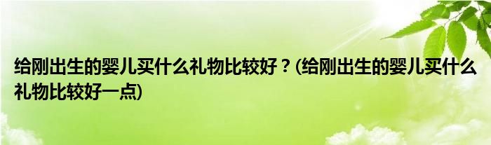 给刚出生的婴儿买什么礼物比较好？(给刚出生的婴儿买什么礼物比较好一点)