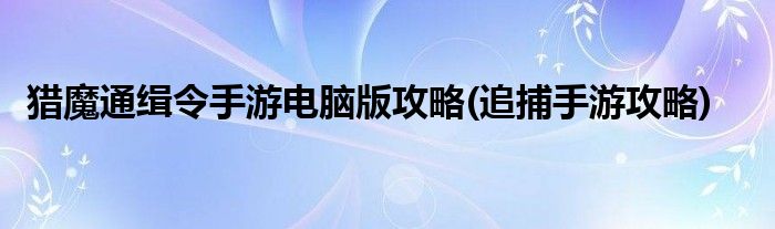 猎魔通缉令手游电脑版攻略(追捕手游攻略)