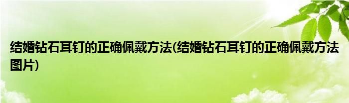 结婚钻石耳钉的正确佩戴方法(结婚钻石耳钉的正确佩戴方法图片)