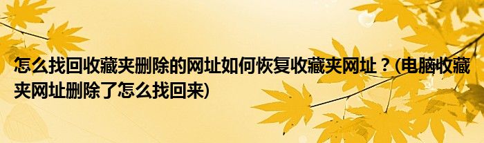 怎么找回收藏夹删除的网址如何恢复收藏夹网址？(电脑收藏夹网址删除了怎么找回来)