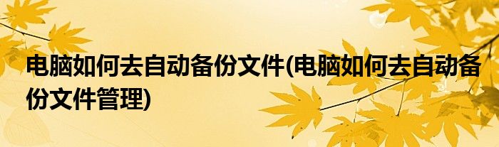 电脑如何去自动备份文件(电脑如何去自动备份文件管理)