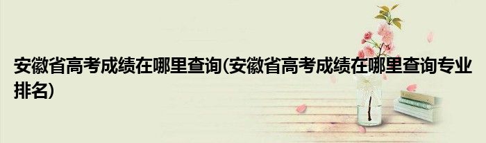 安徽省高考成绩在哪里查询(安徽省高考成绩在哪里查询专业排名)